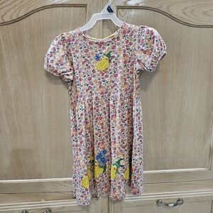 Mini Boden Floral Kids Dress with Yellow and Blue